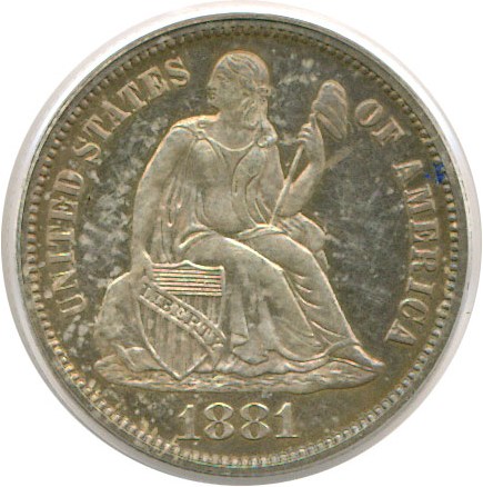 image for: 1881 10c  PCGS Proof 63 Cameo