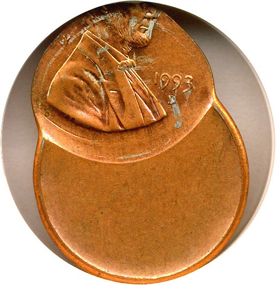 image for: Mint Error: 1993-D 1c  NGC MS64 RB - Struck 55% Off Center