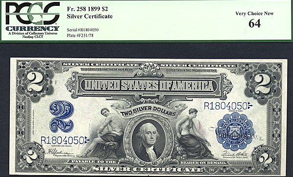 image for: Fr.258 1899 $2 Mechanics & Agriculture PCGS Choice CU64  [R1804050]