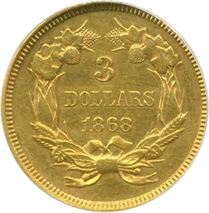image for: 1868 $3 NCS AU Details (Improperly Cleaned)