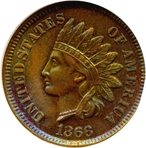 image for: 1866/6 1c NGC MS66 BN (FS-007.7)