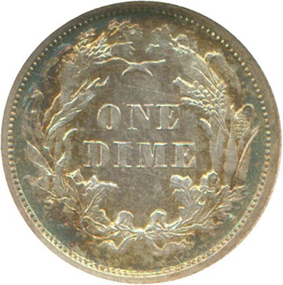 image for: 1863 10c  NGC Proof 65 *Mint Error - Triple Struck With Obverse Rotation*