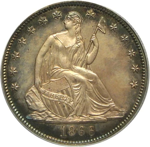 image for: 1866 50c PCGS/CAC Proof 64 Motto