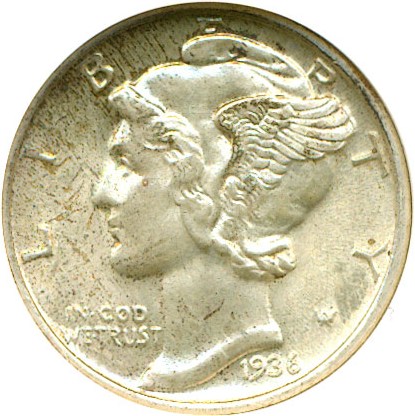 image for: 1936 10c DDO ANACS AU58 (FS-010.5)