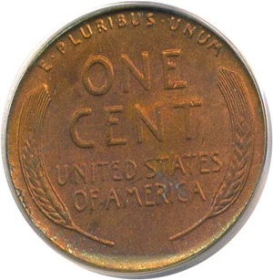 image for: 1954 1c PCGS MS63 RB *Mint Error - Struck Thru Late Die Cap*