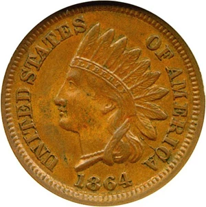 image for: 1864 1c Bronze DGS AU53 (Light Corrosion)
