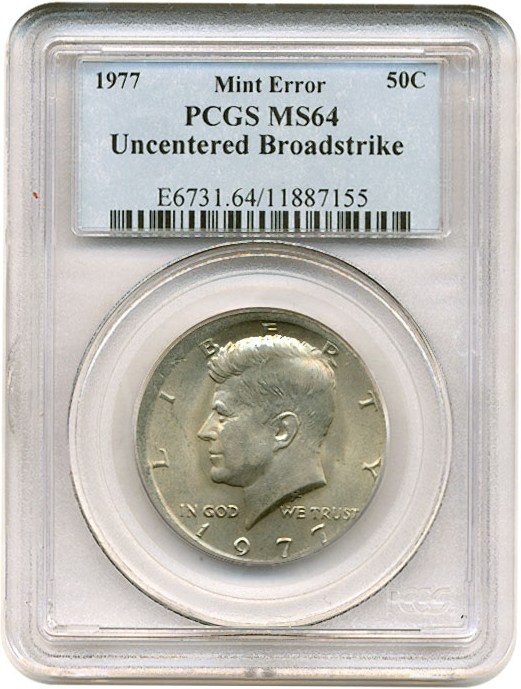 image for: 1977 50c  PCGS MS64 *Mint Error - Uncentered Broadstrike*