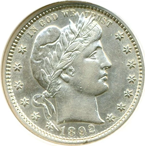 image for: 1892-S 25c DGS AU53 (Cleaned)