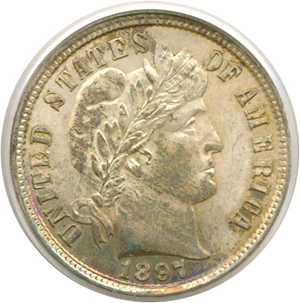 image for: 1897 10c PCGS MS65 * Reverse Color *