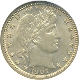 image for: 1907 25c DGS AU58