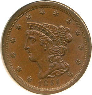 image for: 1851 1/2c C-1 NGC MS64 BN