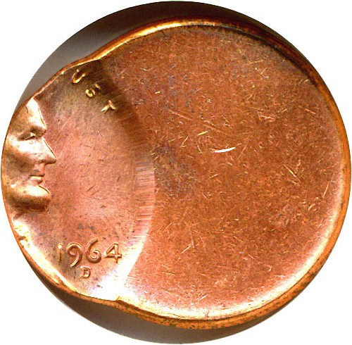 image for: 1964-D 1c  NGC MS66 RD  *Mint Error - Struck 60% Off Center*