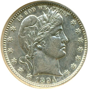 image for: 1894-S 25c DGS AU55 (Cleaned)