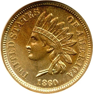 image for: 1860 1c Pointed Bust NGC MS64 (FS-006.4)