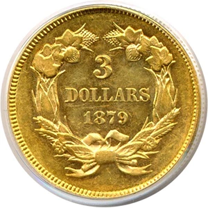 image for: 1879 $3 PCGS AU55