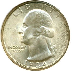 image for: 1934 25c ANACS MS64