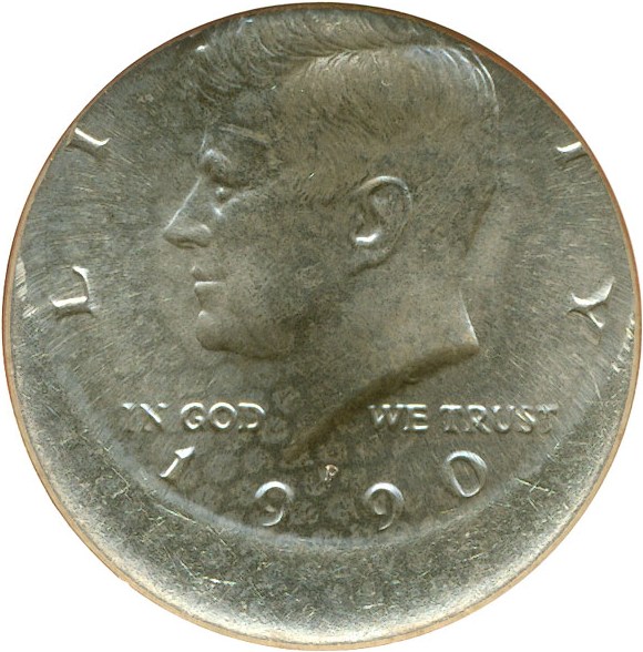 image for: 1990-P 50c  NGC MS65  *Mint Error - Struck 15% Off Center*