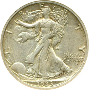 image for: 1933-S 50c DGS AU53 (Lightly Cleaned, Damaged)