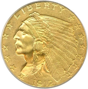 image for: 1912 $2 1/2 PCGS AU58