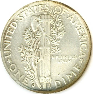 image for: 1942-D 10c D/D RPM-005 DGS XF40 (Cleaned, Damaged, Bent)