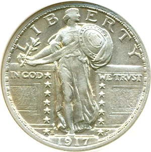 image for: 1917-S 25c Type 2 DGS AU55 (Cleaned)