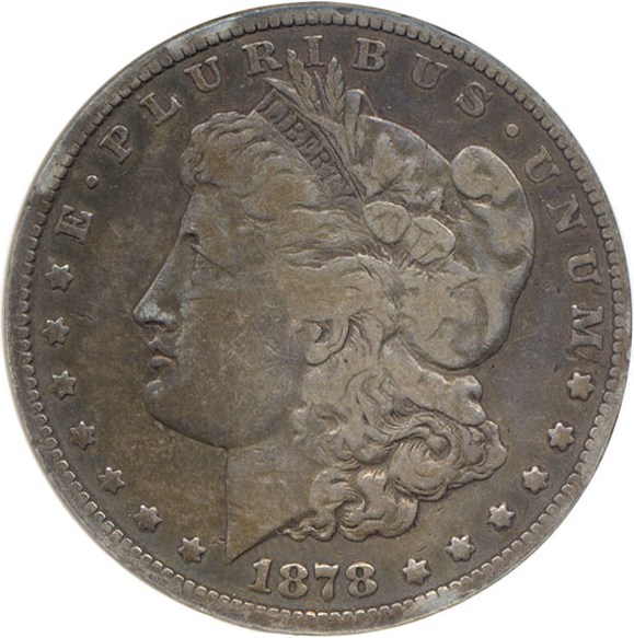 image for: Top 100 VAM: 1878-S $1 VAM 27  Long Arrow Shaft DGS VF20  (Altered Surfaces, Edge Damage, Light Scratch Obverse)