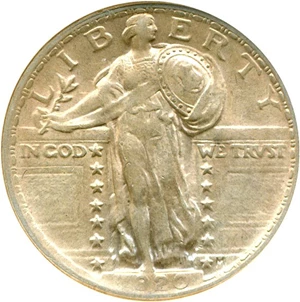 image for: 1920 25c DGS AU50 (Lightly Cleaned)