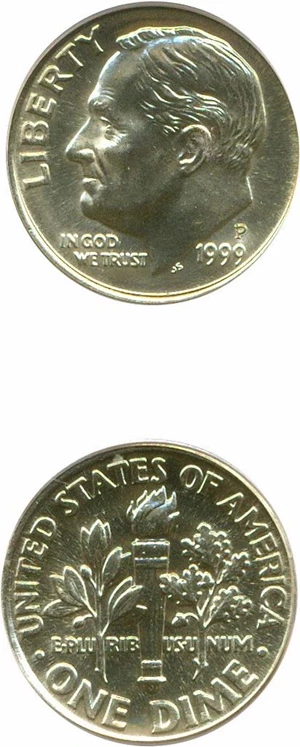 image for: 1999-P 10c PCGS MS68 FB