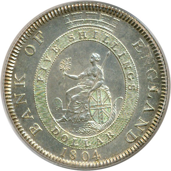 image for: Great Britain: 1804 5 Shil Bank of England PCGS MS63