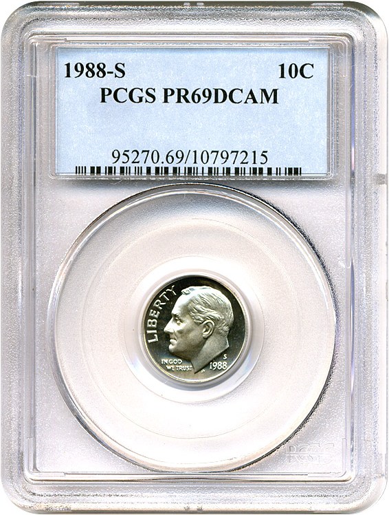 image for: 1988-S 10c  PCGS Proof 69 DCameo