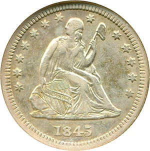 image for: 1845 25c Briggs-3C, RPD, Large 5 over Small 5 DGS XF40 (Cleaned, Scratched)