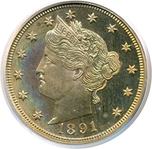 image for: 1891 5c PCGS Proof 65 Cameo