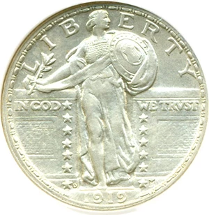 image for: 1919-D 25c DGS AU53 (Cleaned)