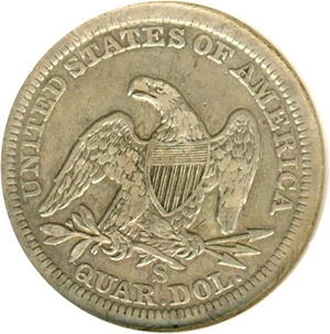 image for: 1861-S 25c DGS XF40 (Lightly Cleaned, Lightly Scratched)