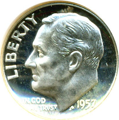 image for: 1957 10c  NGC Proof 68 Cameo