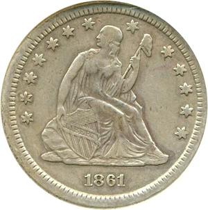 image for: 1861-S 25c DGS XF40 (Lightly Cleaned, Lightly Scratched)