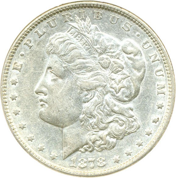 image for: Top 100 VAM: 1878 7TF $1 R78  VAM 115  Trpl Blos, Top 100: VAM-198 Triple Blossoms DGS AU53  (Cleaned,  Scratched)