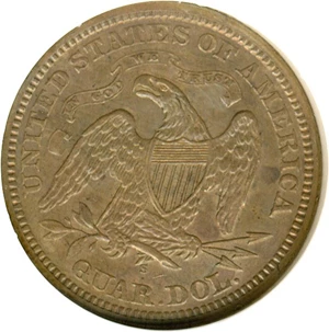 image for: 1871-S 25c DGS AU58 (Cleaned and Retoned)