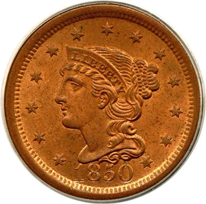 image for: 1850 1c PCGS MS65 RB
