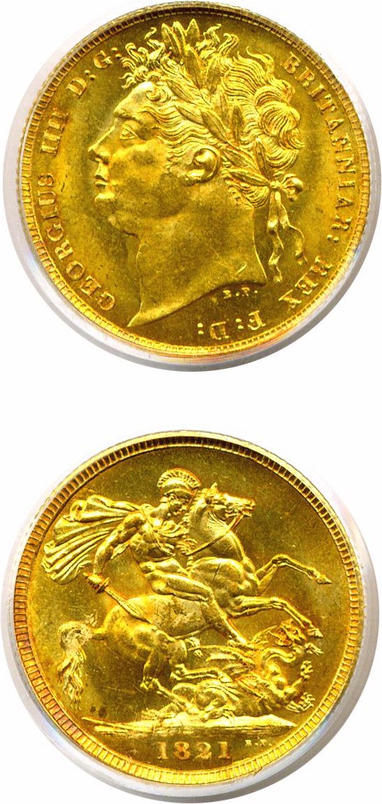 image for: Great Britain: 1821 Sov  PCGS MS64 (KM-682)