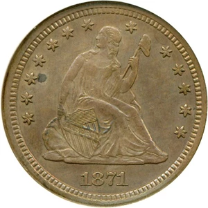 image for: 1871-S 25c DGS AU58 (Cleaned and Retoned)