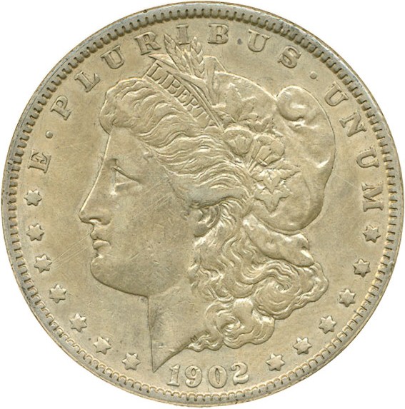 image for: Top 100 VAM: 1902 $1 VAM 4  Doubled Ear DGS XF45  (Cleaned, Rim Damage, Scratched)