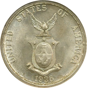 image for: U.S. Philippines: 1936 Peso Murphy & Queson NGC MS65