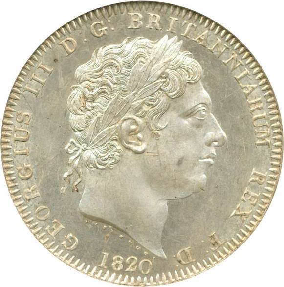 image for: Great Britain: 1820 Crown LX Edge NGC MS64 PL