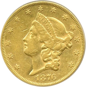 image for: 1876-CC $20 PCGS XF40
