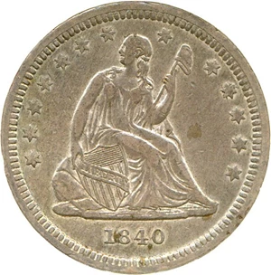 image for: 1840 25c DGS XF45 (Cleaned and Retoned)