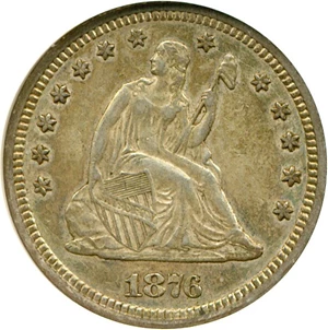 image for: 1876-CC 25c DGS AU55