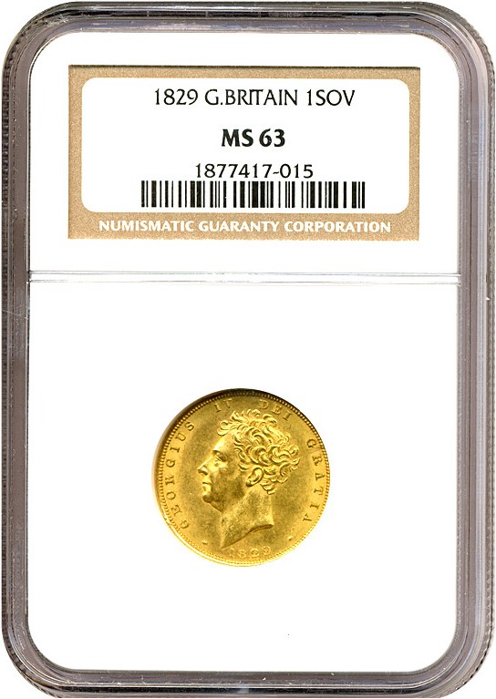 image for: Great Britain: 1829 Sov  NGC MS63 (KM-696)