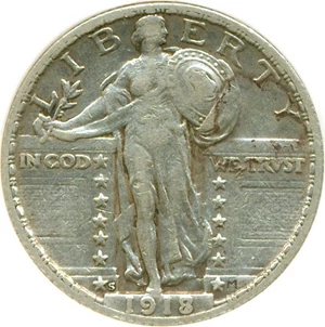 image for: 1918/7-S 25c DGS VF35 (Cleaned, Environmental Damage)