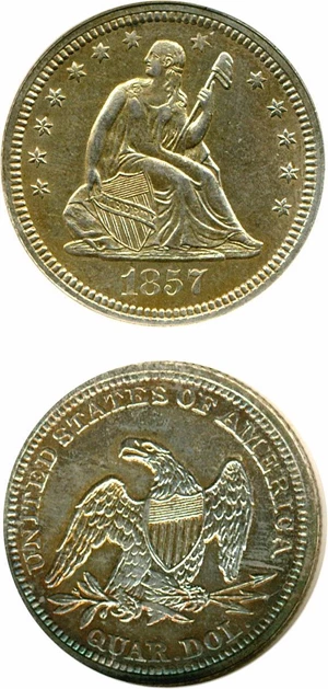 image for: 1857 Smoking Liberty DGS AU55 (Cleaned and Retoned)
